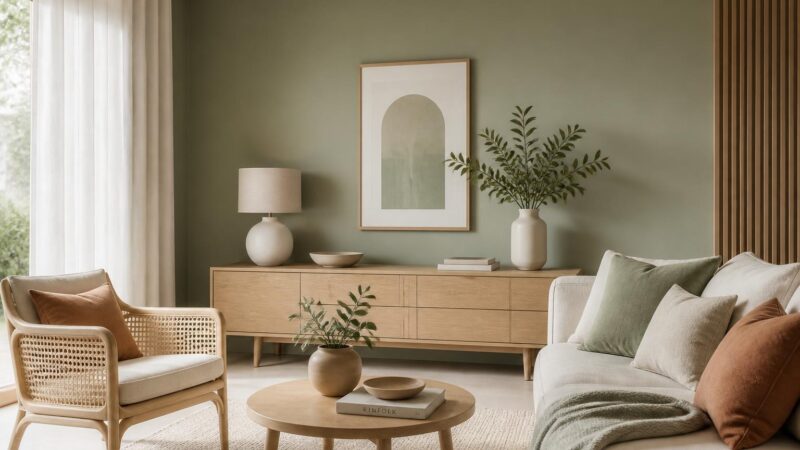 découvrez comment intégrer le vert sauge en décoration grâce à des associations chromatiques harmonieuses entre murs, mobilier et textiles pour un intérieur apaisant et élégant.