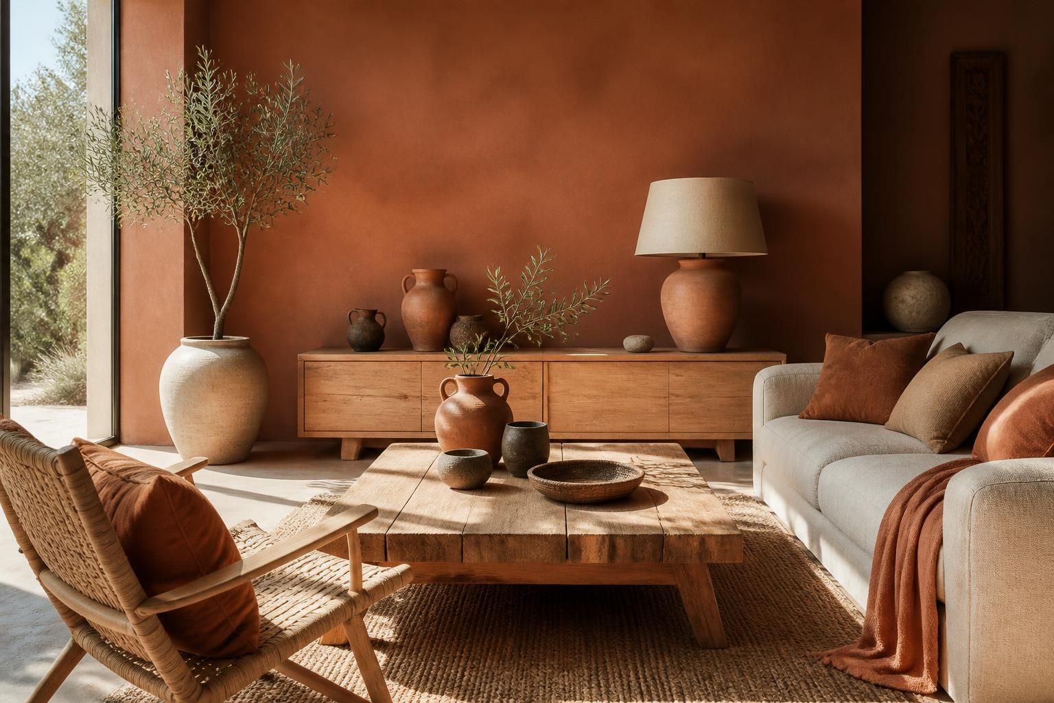 découvrez comment associer l'ocre brûlée et les tons terreux avec la terracotta pour une décoration chaleureuse et naturelle.