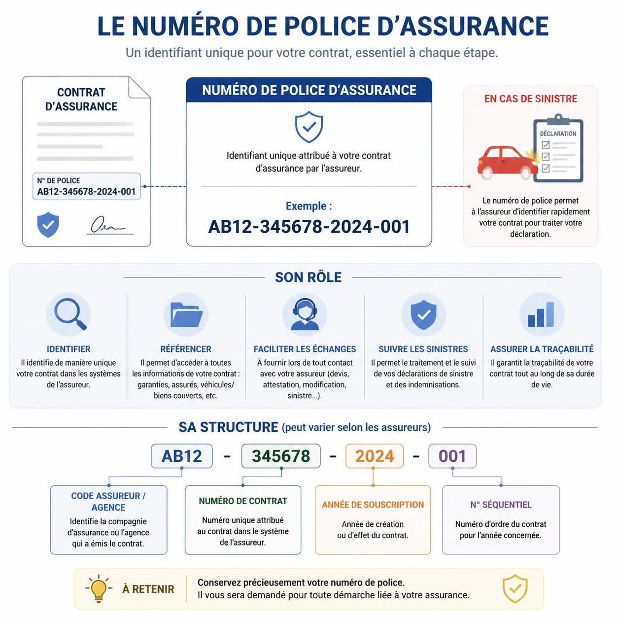 découvrez le rôle, la structure et l'importance du numéro de police d'assurance pour faciliter vos démarches en cas de sinistre.