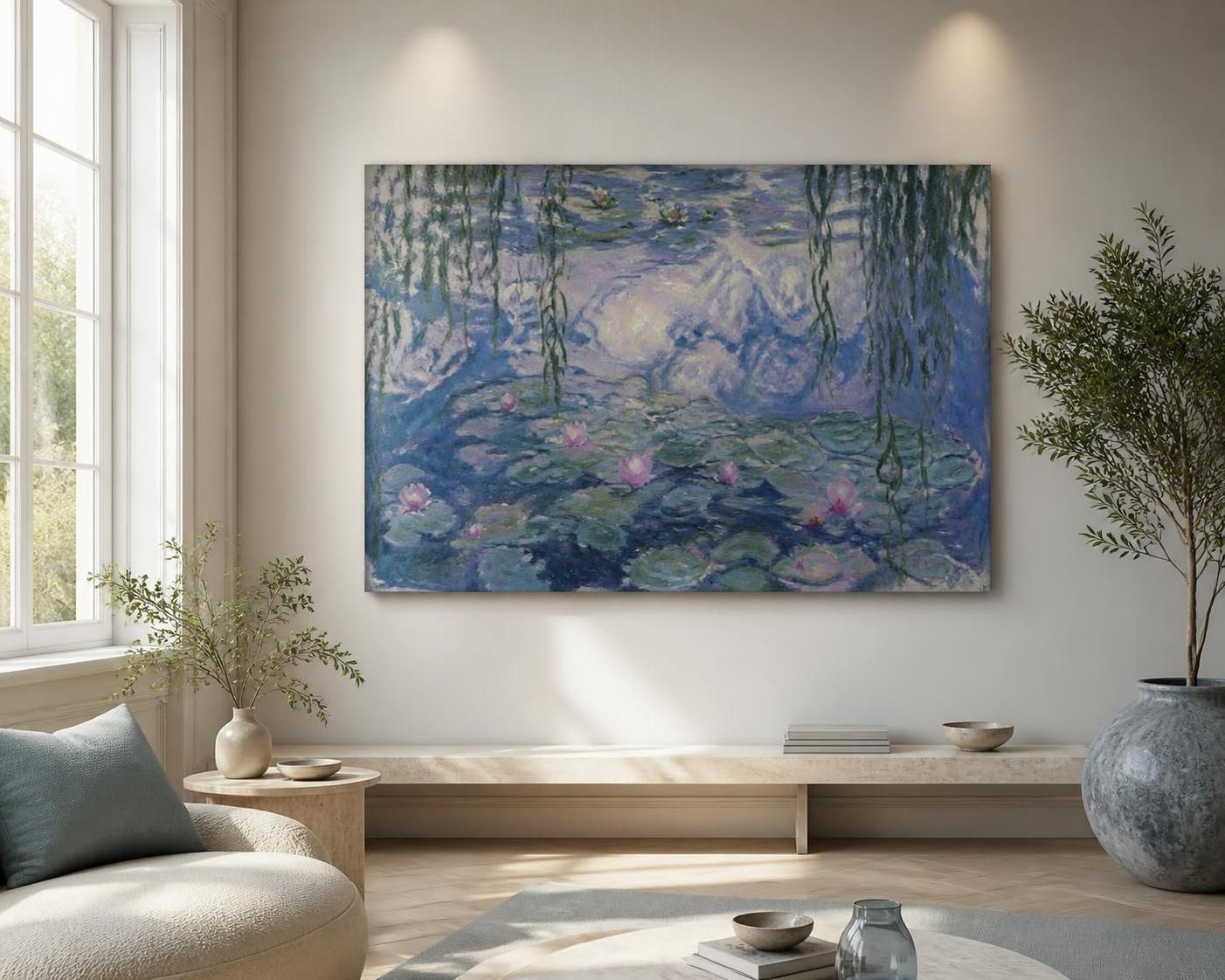 découvrez comment accrocher un tableau nymphéas de monet en fonction de votre mur, de la luminosité de votre pièce et du style de votre décoration pour un rendu harmonieux et élégant.