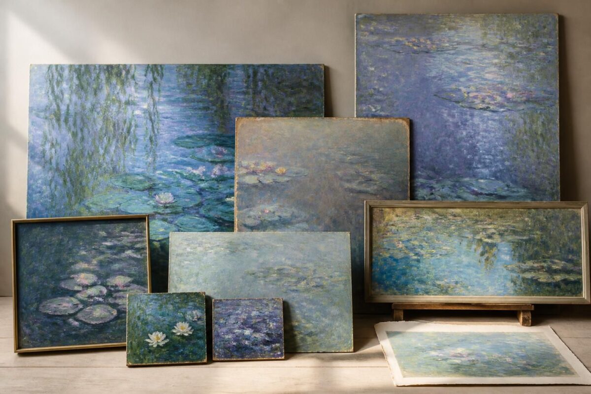 découvrez notre analyse du tableau nymphéas de monet, explorant le duel des formats, supports et finitions pour mieux apprécier cette œuvre emblématique.