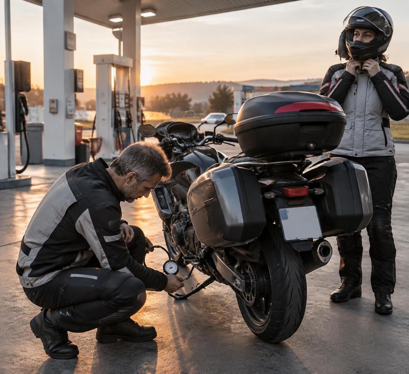 découvrez comment adapter la pression des pneus d’une moto avec passager et bagages : valeurs constructeur, contrôle à froid et conseils pour rouler en sécurité.